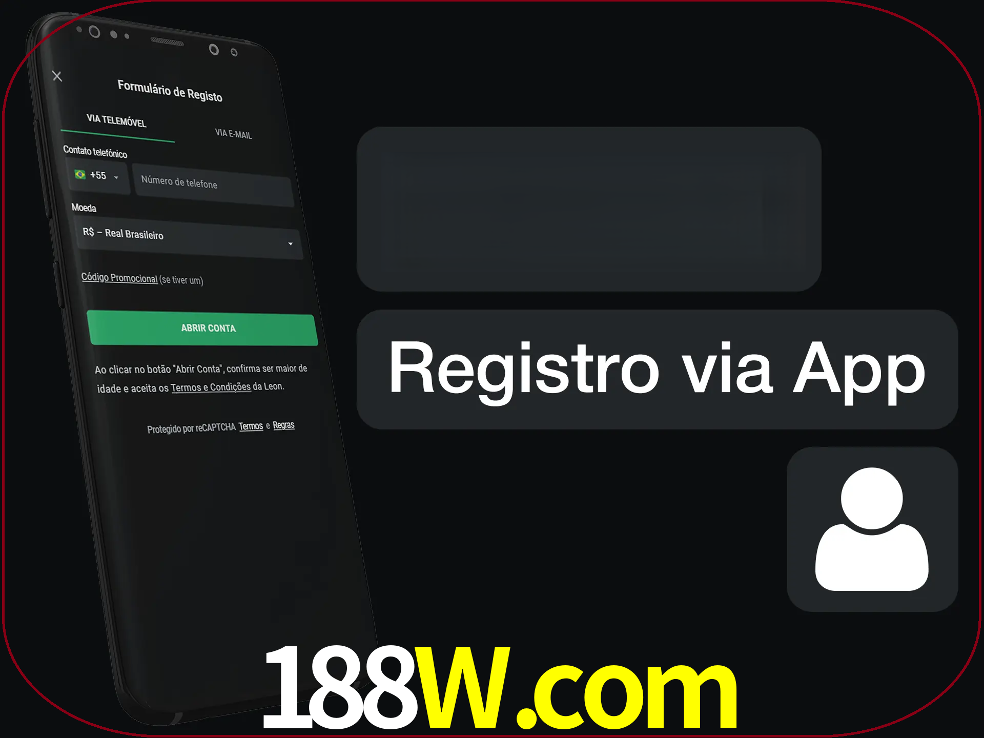 Registre-se com duas etapas usando o aplicativo.